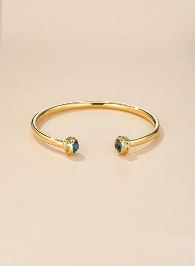 SNGIA Gold Chunky Infinity Statement FULLY ADJUSTABLE Open Cuff Bangle with Sapphire CZ Braided Charm for Women by SNGIA, Stackable Handmade Trendy Jewelry Gifts, Polished Beachy Vacation Fashion Boho Tennis Bracelet Accessories, Vintage Link Wire Thick Bohemian Nickle Free Open Forever Bracelet Bangle. - Image 3